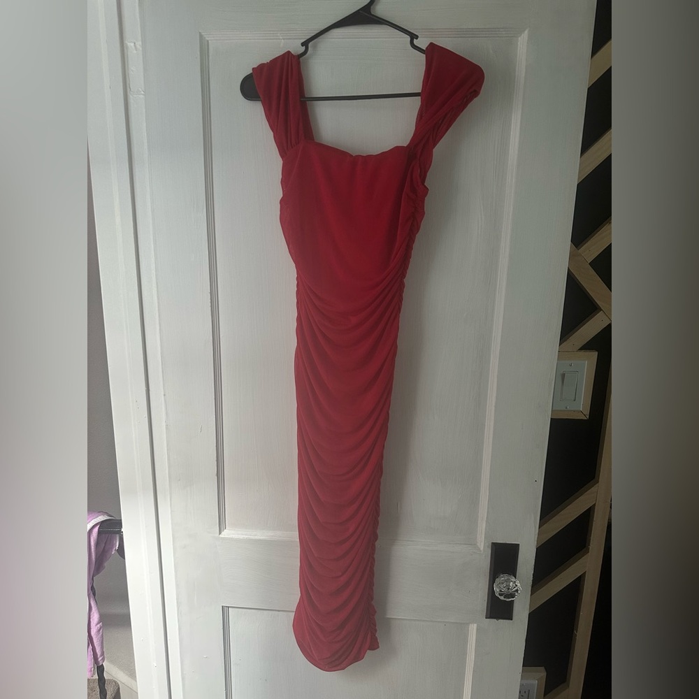 Elegant Red Ruched Dress